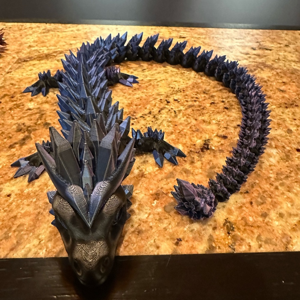 Blue 3D Printed Articulated Dragon Figurine
